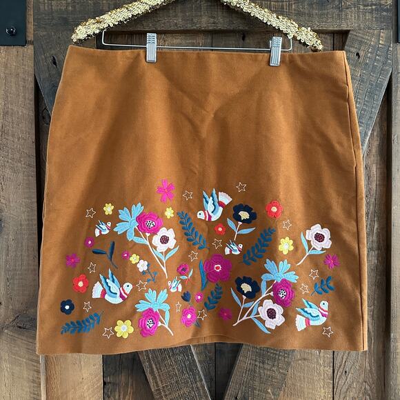 BODEN | Olivia Embroidered Mini Skirt NEW Women's Size 16 Lined Boho Whimsical - Picture 9 of 11